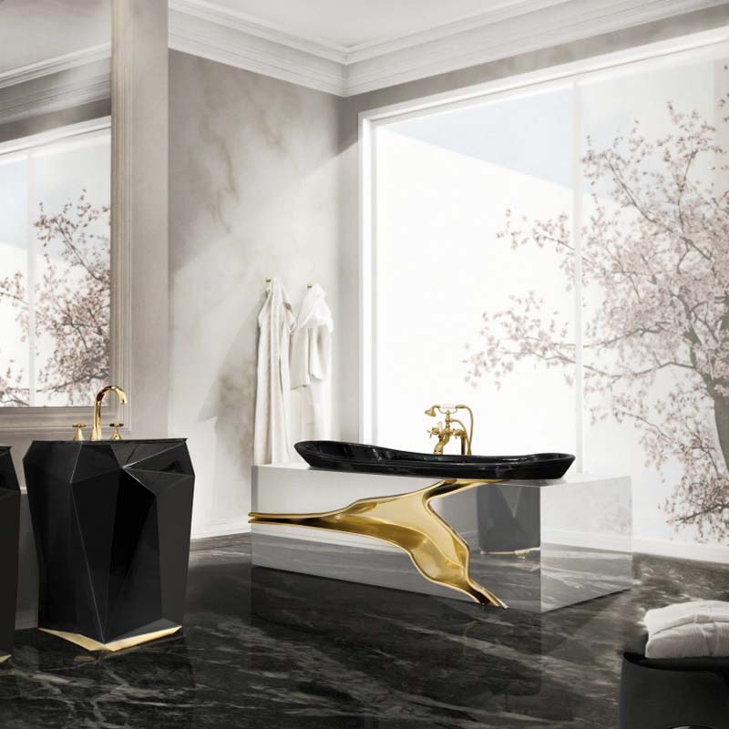 Baignoire balnéo autoportante en acier inoxydable doré avec ensemble d'accessoires